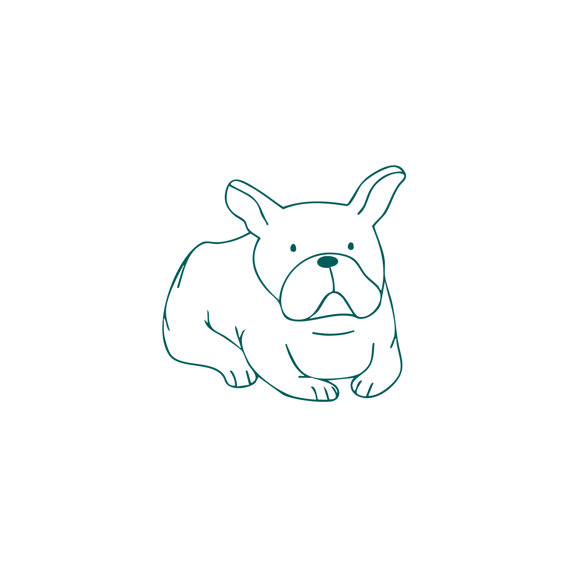 Outline of a dog on a solid green background