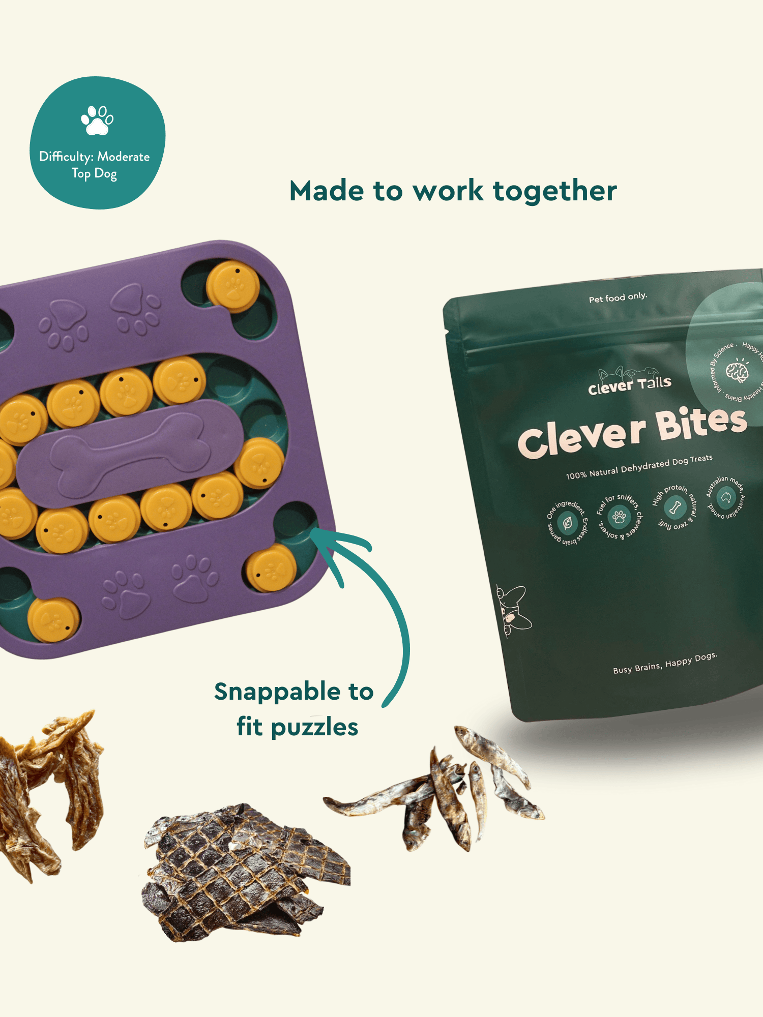 Mentally Stimulating Dog Puzzle & Treat Bundle Diagram