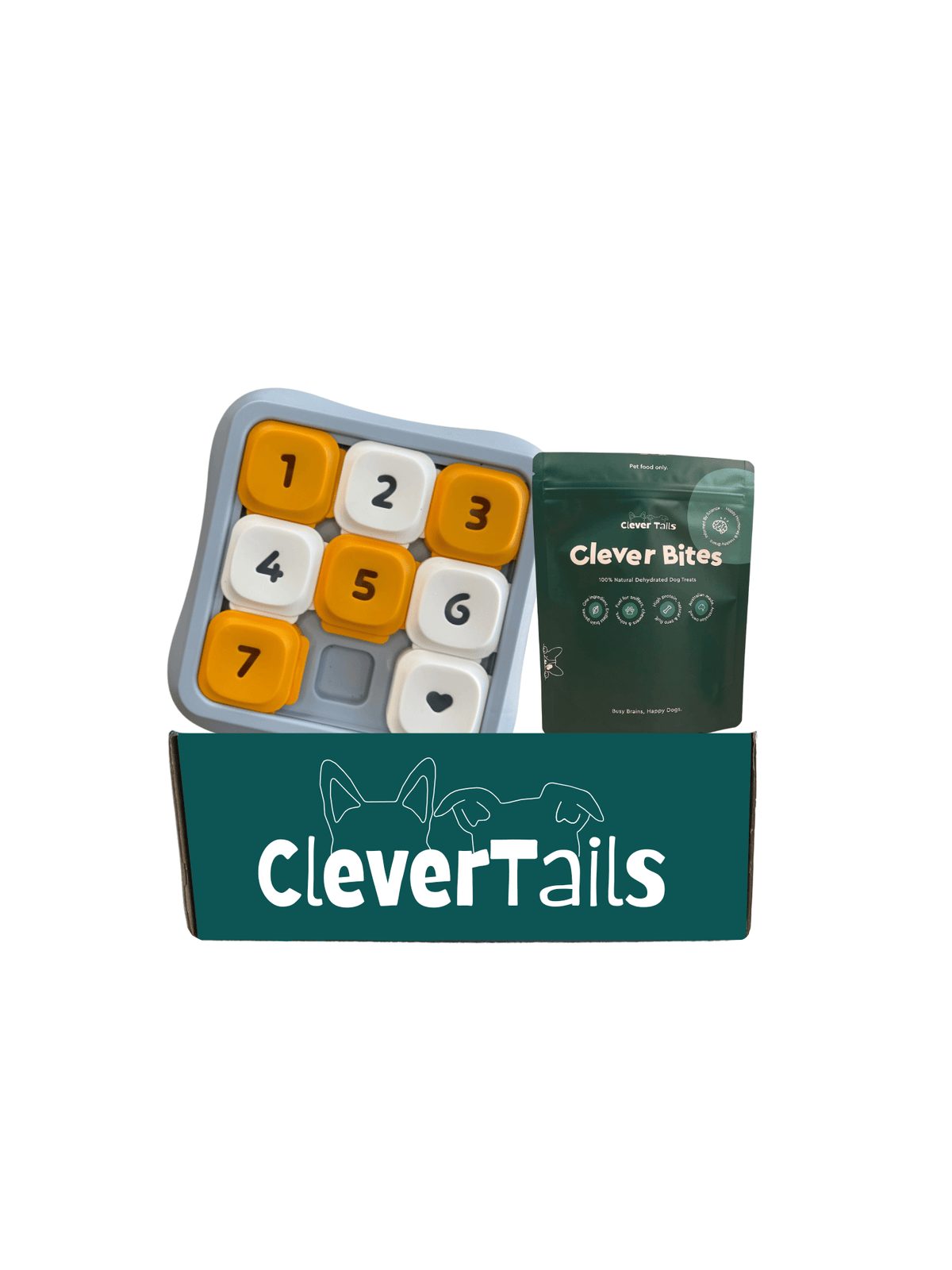 CleverTails Sliding Dog Puzzle Toy & Treat Bundle